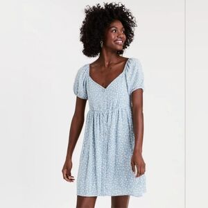 American Eagle Outfitters Ditsy Blue Floral Babydoll Dress, Womens Sz Small NWT